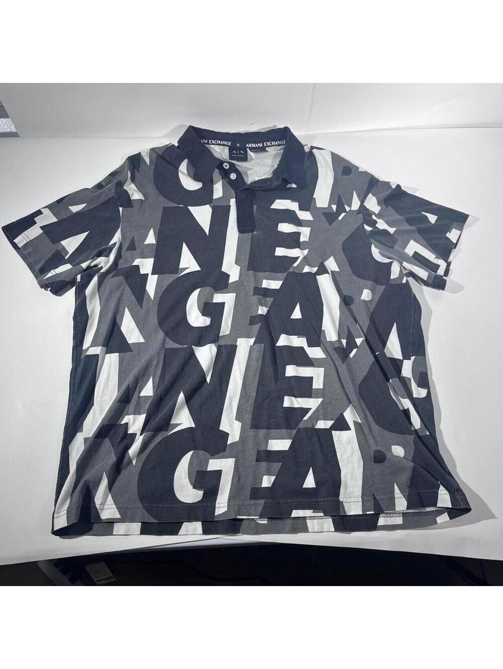 Armani Exchange Polo Shirt Mens L Black White